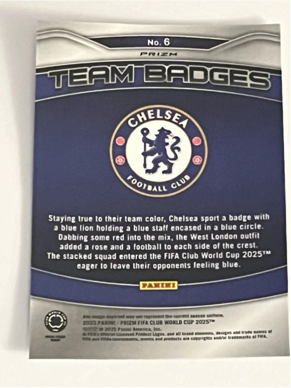 Chelsea FC 2025 Panini Club World Cup Prizm #6 Team Badge Silver - Picture 6 of 6